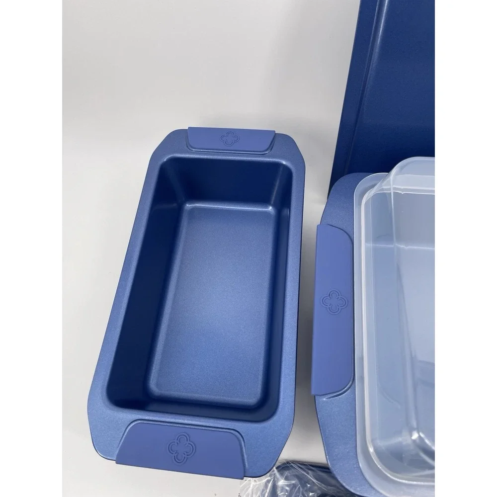 Pampered Chef Blue Loaf Pan Muffin Tray Carrier Set New‎ Open Box